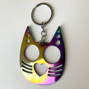 Cat Self Defense Keychain Metal